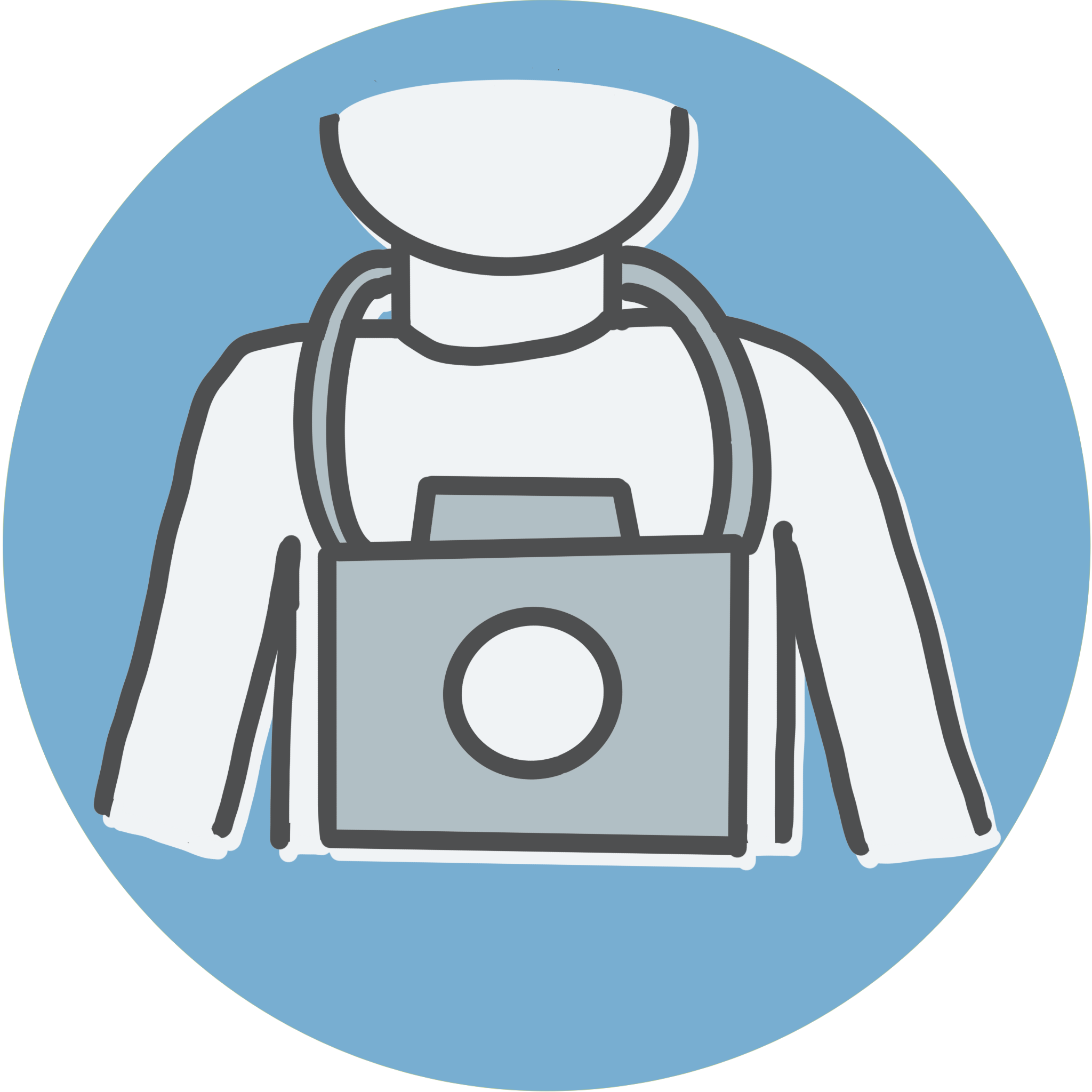 カメラを提げた人のイラスト